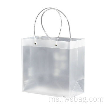 Logo Custom Custom Promosi Mudah Clear Clear Plastictote Bag Portable PP Beg Shopping Transparent